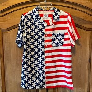 American Flag Button Down Shirt Patriotic USA America Men's Small